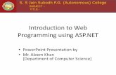 Introduction to Web Programming using ASPsubodhmcainstitute.com/pdf/tutorials/Dot-Net-Programming-Modal.pdf · Introduction to web programming and ASP.NET Create web application using