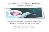 Grade 11 English Poetry Coursework - Holy Cross School€¦ · Sonnet 130 (William Shakespeare) Poetry in Focus: 2. London 1802 (William Wordsworth) a. Comparative poem (1)- Darkness