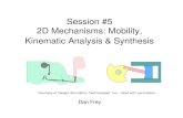 Session #5 2D Mechanisms: Mobility, Kinematic Analysis & Synthesis · 2019. 9. 12. · • Kutzbach criterion (to find the DOF) • Grübler criterion (to have a single DOF) F=3(n-1)-2j