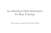 Acceleration Data Structures for Ray Tracingdcor/Graphics/pdf.slides/RT... · 2016. 4. 15. · –Partition the 5D space of rays into a collection of 5D hypercubes, each containing