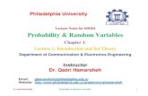 Lecture Notes for 650364 Probability & Random Variables...Lecture Notes for 650364 Probability & Random Variables Chapter 1: Lecture 1: Introduction and Set Theory Department of Communication