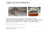 Removal of heavy metals from urban stormwater runoff by filtration through …publications.lib.chalmers.se/records/fulltext/222678/... · 2015. 9. 17. · receiving waters (Vaze &