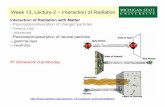 Week 13, Lecture 2 – Interaction of Radiation...γ > 1.022 MeV, the conversion of a photon into a matter/ antimatter pair of electrons in the presence of a nucleus (or an electron).