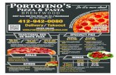 Portofino’sadno=SP224826 Printed & Delivered by 412 2434215 Ricotta (White): ricotta cheese, roasted red peppers & black olives Hawaiian (Red): ham & pineapple Meatlovers (Red):