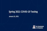 Spring 2021 COVID-19 Testing - University of Arizona...2021/01/22  · Jane Hunter Celina Ramirez 18 Spring 2021 Testing Virus Testing Antigen testing during blitzes and mitigation