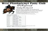 West Plantagenet Pony Club HicksteadWest Plantagenet Pony Club TABLE OF CLASSES: Sunday 8th July 2018 PRIZES: Ribbons & prizes to 4th place. All ages are to be taken as of January