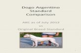 Dogo Argentino Standard Comparison - QuietWood · Dogo Argentino Standard Comparison AKC as of July 2012 vs Original Breed Standard 1 . Standard Comparison AKC as of July 2012 General