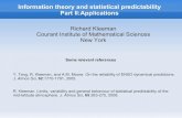 Information theory and statistical predictability Part II ...Richard Kleeman Courant Institute of Mathematical Sciences New York Some relevant references Y. Tang, R. Kleeman, and A.M.