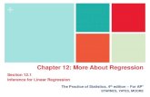 Chapter 12: More About Regression - Guilford County Schools...The Practice of Statistics, 4th edition –For AP* STARNES, YATES, MOORE Chapter 12: More About Regression Section 12.1