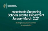 Briefing for Education Partners 19 January 2021 · Weekly Inspectorate-HSE meetings to coordinate . Body Level One Body Level Two Body Level Three Body Level Four Body Level Five