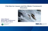 Fish Barrier issues and the Water Framework Directive · 2018. 11. 3. · • WFD includes all species, for NI continuity realistically salmonids, eels and lamprey. • Ideally, WFD