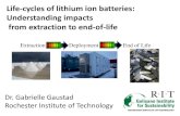 Life-cycles of lithium ion batteries: Understanding impacts from extraction to … · 2019. 11. 27. · cycles”, International Journal of Life-cycle Assessment. ... For other energy