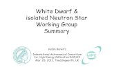 White Dwarf & isolated Neutron Star Working Group Summary · 2019. 10. 8. · White Dwarf & isolated Neutron Star Working Group Summary Vadim Burwitz International Astronomical Consortium