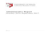 Administrative Report October 2016-September 2017 · 2020. 6. 16. · The University of Malta Cottonera Resource Centre won the EPALE Award (Electronic Platform for Adult Learning