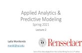 Applied Analytics & Predictive Modeling · 2021. 2. 18. · Applied Analytics & Predictive Modeling Spring 2021 Lecture-2 Lydia Manikonda manikl@rpi.edu Some of the slides adapted