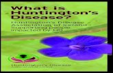 What is Huntington’s Disease? · 2018. 9. 3. · WHAT IS HUNTINGTON’S DISEASE? Huntington’s Disease (HD) is a hereditary neurodegenerative illness with physical, cognitive and