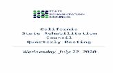 CA Department of Rehabilitation - Meeting Notice and Agenda · Web viewQuarterly Meeting Wednesday, April 29, 2020 9:00 a.m. – 12:00 p.m. Virtual meeting through Blackboard Collaborate