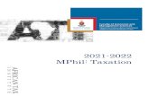 2021-2022 MPhil: Taxation - University of Pretoria Postgraduate...The MPhil: Taxation programme is a two-year degree. In your first year of study, we present four compulsory modules