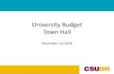 University Budget Town Hall...2018/11/14  · Student Success Fee Update 7) Capital Project Funding Commitments 8) Budget Challenges & Priorities 9) Additional Budget Resources 10)