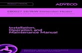 Installation Operation and Maintenance Manual · 2019. 7. 18. · EB0027 Electric Immersion - Installation and maintenance manual 7. User Instructions. 3.User Maintenance Requirements.