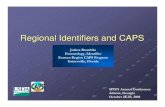 Regional Identifiers and CAPS · Regional Identifiers Number Five regional CAPS identifiers planned for. At present, 1 pathologist and 1 entomologist. Background Specialists. Taxonomists,