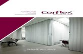 ACCORDION DOORS - Corflex | No 1 · 2017. 10. 25. · 2 DIVIDING SPACE WITHOUT OVER SPENDING ACCORDION DOORS CHARACTERISTICS SERIES STC RATING WIDTH HEIGHT KG ./SQ M LB SQ F TACK