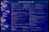 Family Dining & Banquet Facilities Starters · PAPOO’S Gyro meat, Feta cheese, tomatoes and onions - 8.99 WESTERN Ham, onions, green peppers and cheese - 8.99 VEGGIE LOVER’S Tomatoes,