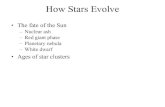 How Stars Evolve - Astronomy & Astrophysicsastro.physics.uiowa.edu/~kaaret/s09/L14_starsevolve.pdfHow Stars Evolve • The fate of the Sun –Nuclear ash –Red giant phase –Planetary
