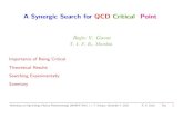 A Synergic Search forQCDCriticalPoint · 2016. 1. 1. · A Synergic Search forQCDCriticalPoint Rajiv V. Gavai T. I. F. R., Mumbai Importance of Being Critical Theoretical Results