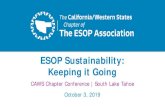 ESOP Sustainability: Keeping it Going · 2021. 1. 12. · • The CAWS Chapter is your local chapter of The ESOP Association. There are 18 chapters across the country. • As a member
