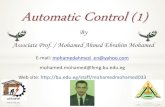 Automatic Control (1) Engineering/871... · 2020. 12. 16. · Automatic Control (1) By Associate Prof. / Mohamed Ahmed Ebrahim Mohamed ... For overdamped systems, the 10% to 90% rise