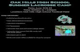 Oak Hills High School Summer Lacrosse Camp...Oak Hills High School Summer Lacrosse Camp Date: June 22 & 23 Time: 9:00am to 12:00pm Location: Oak Hills High School Football Field Camp