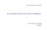ELABORATION DES POLYMERES - Mines ParisTechmms2.ensmp.fr/mat_paris/elaboration/transparents/Amphi_4... · 2014. 1. 14. · 3. CLASSIFICATION DES POLYMERES - selon la structure chimique