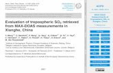 MAX-DOAS measurements of tropospheric SO2 in Xianghe, China · 2020. 8. 12. · ACPD 14, 6501–6536, 2014 MAX-DOAS measurements of tropospheric SO2 in Xianghe, China T. Wang et al.