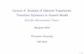Lecture 4: Analysis of Optimal Trajectories, Transition Dynamics … · 2019. 7. 9. · low ˙(utility ˇlinear, high \intertemp. elasticity of substit.") Will show later: for reasonable