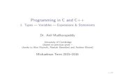 Programming in C and C+++/lecture1.pdf · 2015. 10. 26. · The C programming language (2nd edition). Prentice-Hall. I Stroustrup, B. (2000). The C++ Programming Language Special