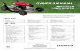 OWNER’S MANUAL · 2019. 1. 2. · Adjust the Handlebar 1. With the handlebar adjust knobs in the unlocked position, raise the handlebar into the mowing position. 2. Depress the