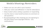WebEx Meetings Reminders · 2020. 8. 2. · • Integrate with existing IEEE WG’s -PSIM-Sensors, DER Integration WG, Smart Dist WG, ANSI C84.1 • Schedule M&V Standard Proposal
