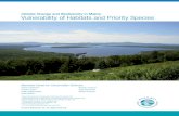 Climate Change and Biodiversity in Maine: Vulnerability of ......No species vulnerability scores were increased from low to high. Forty-six species had their scores increased (n=14