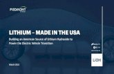 Clean Energy in the USA - Piedmont Lithium · 2021. 5. 10. · Jeff Armstrong USA. Chairman Keith D. Phillips USA. President & CEO Anastasios Arima USA. Director Jorge Beristain USA:
