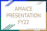 PRESENTATION FY22 AP/AICE · 2021. 2. 23. · AP COMPUTER SCIENCE A (grades 10-12) Description: This is a 100% programming class using the Java programming language. Students will