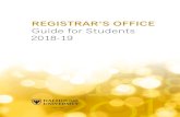 REGISTRAR'S OFFICE Guide for Students 2018-19