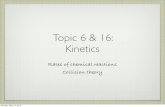 Topic 6 & 16: Kinetics...Topic 6 & 16: Kinetics Rates of chemical reactions Collision theory Monday, May 14, 2012