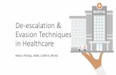 De-escalation in Healthcare...Self Defense VS Patient Control •Involves any an all means of self protection •Force used must be reasonable and necessary •Used only in emergency