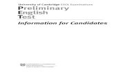 University of Cambridg ESOL Examinations Preliminary English Test