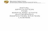 INITIAL APPLICATION FOR MARYLAND STATE AUTHORIZED INSPECTION