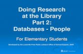 Doing Research at the Library Part 2: Databases