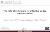 The role of indicators for effective policy implementation
