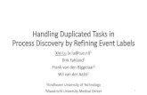 Handling Duplicated Tasks in Process Discovery by Refining ...processmining.org/old-version/files/2016bpm_lu.pdf · Is this A1 a 2. nd. iteration of a loop? V. A1. B1. C1. A1. S.