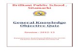 General Knowledge Objective Quiz - Brilliant Public School Sitamarhi